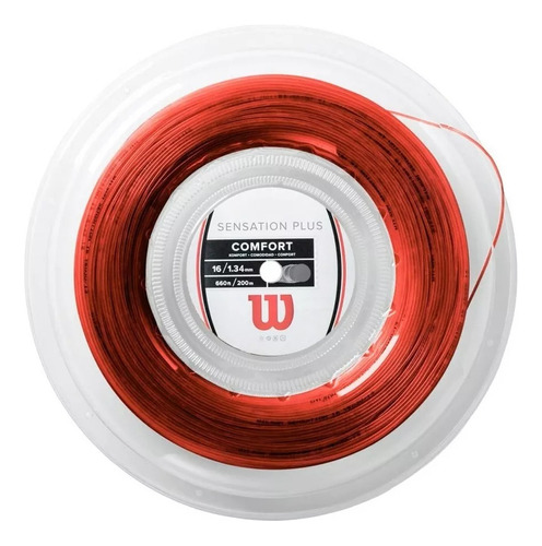 Cuerda Para Raqueta Tenis Wilson Sensation Plus 16 200m Color Rojo