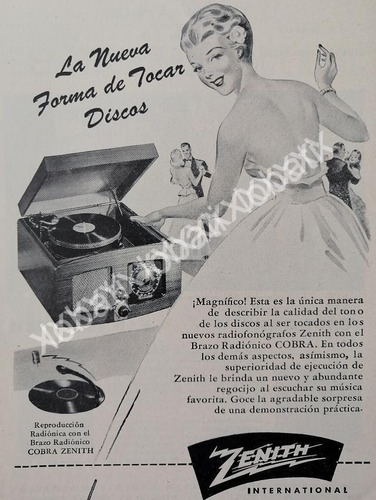 Cartel Retro Mini Toca Discos Zenith 1950s /277