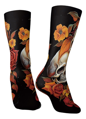 1 Par De Calcetines Redondos Unisex Con Estampado De Dos Cal