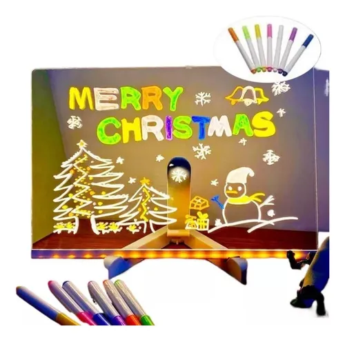 Pizarra LED De Colores 22x15 Cm – Dibujo Luminoso Con 4 Modos, 7 Rotuladores Y Batería Recargable Type-C