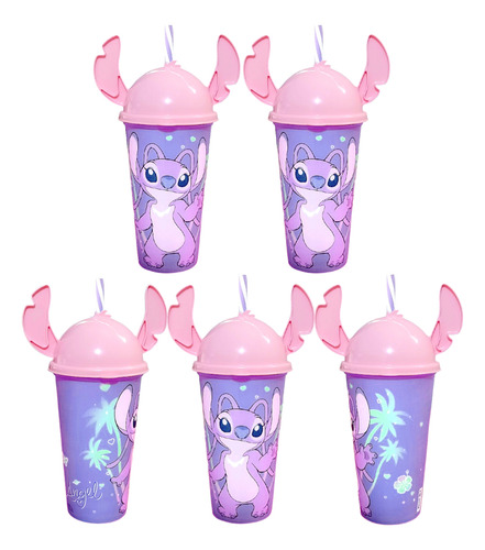 5 Copos Angel Stitch Orelha Festa Aniversário E Decoração