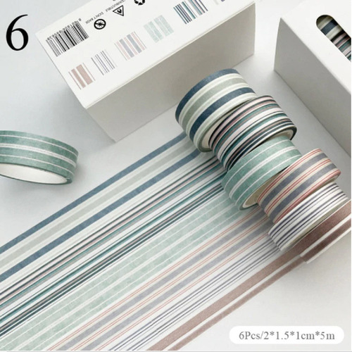 Washi Tape Kit 6 Pz Patrones Scrapbook Bullet Journal