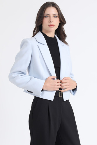 Chaqueta Crop, Boton Contratono, Muflon Celeste Liola