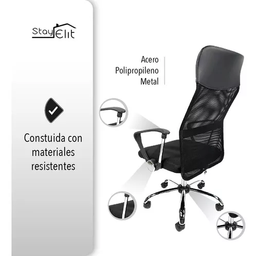 SILLA ESTUDIO RESPALDO ALTO NEGRA - Trends Home