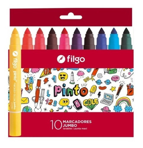 Marcadores Escolares Filgo Pinto Jumbo X 10 Colores