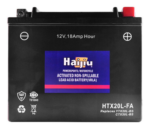 Imagen 1 de 9 de Batería Moto Haijiu Htx20l-fa Agm Gel Libre Mantenimiento