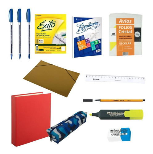 Combo Kit Escolar Secundaria Cuaderno 15 Items Premium Regla