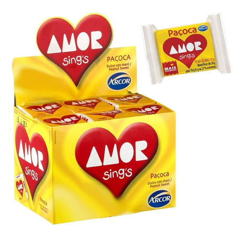 Paçoca Amor Sing's Arcor 18g Cada Uno de 30 Unidades