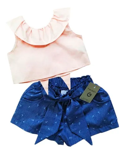 Conjunto Para Niña Blusa Y Falda Con Short Incluido Conjunto Para Niña Blusa Y Falda Con Short Incluido