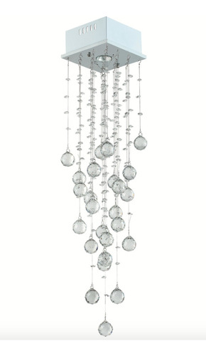 Lustre Em Cristal Legítimo 90cm Com 106 Bolas Cristais Inov