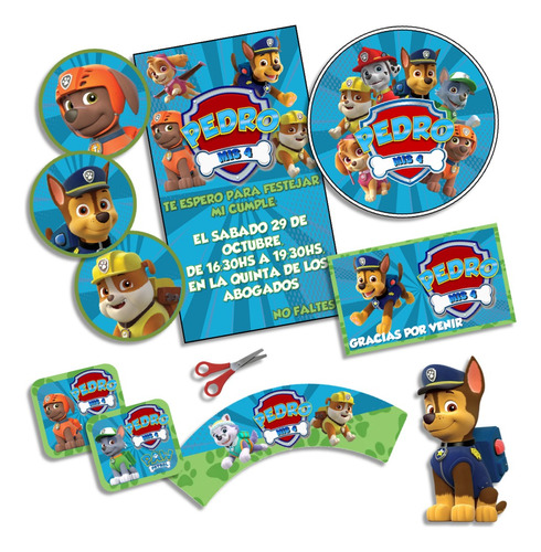 Kit Imprimible Paw Patrol Personalizado Cumpleaños Candy Bar