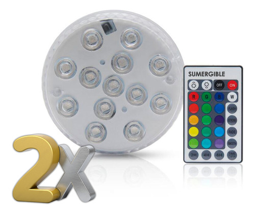 Pack 2 Luz Led Flotante Rgb A Pilas Pileta Jacuzzi Fuente 