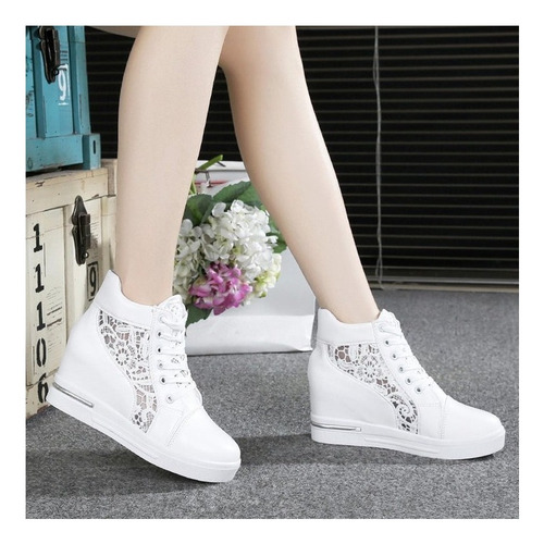 Zapatillas De Plataforma De Cuña De Mujer Zapatos Con Cordon