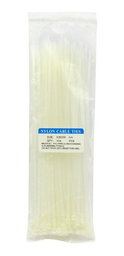 Amarra Cable 100un 3,6 Mm X 25 Cm    Blanca Pack De 100 Und