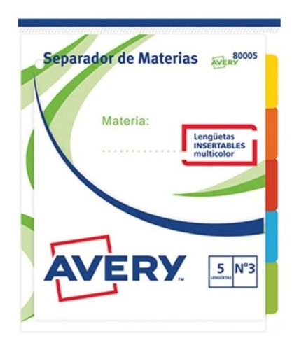 Separadores Avery N°3 Reutilizable - 5 Posiciones Insertable