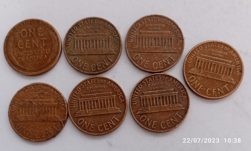 7 Monedas Estados Unidos De America De 1 Centavo 1946-1978