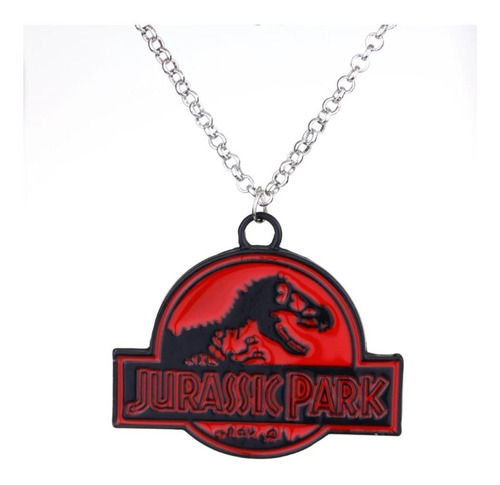 Collar Dije Logo En Forma Logo Jurassic Park Comic Película