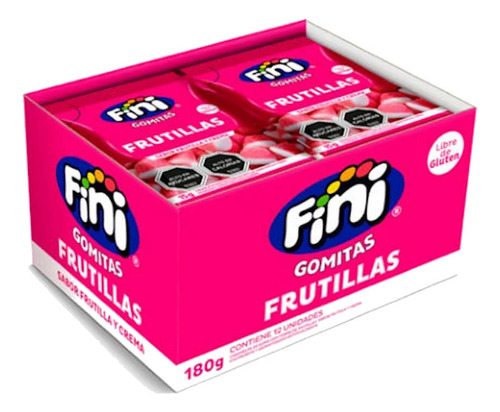 Display Gomitas Frutillas Fini 12 Unid. 180 Gr Sin Gluten