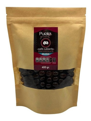 Grano de café cubierto chocolate sin azúcar Puralia Gourmet 400g