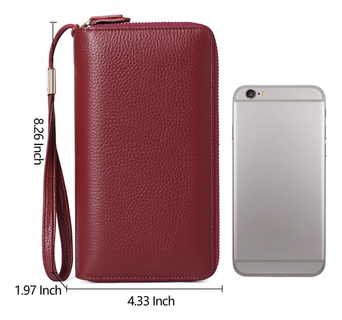Sendefn Cartera De Cuero Para Mujer Cremallera Con Bloqueo R