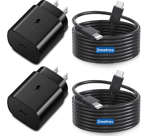 Cargador Rápido Tipo C Para Samsung A54 A53 A32 25w 2 Piezas