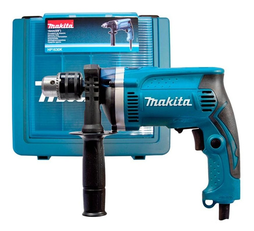 Taladro Percutor Makita Hp1630k 13mm 710w Con Maleta Color Turquesa