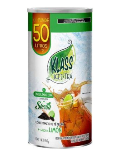 Te Negro Klass Iced Tea Sabor Limon 560g Con Stevia