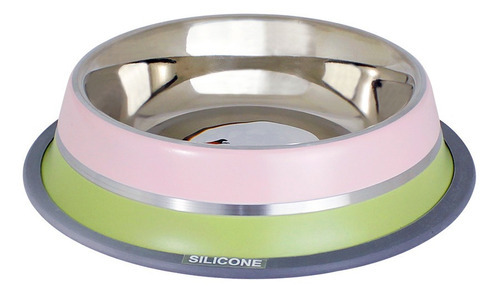 Comedouro Para Caes Inox Modelo Dual Colors Cor Pink Pequeno