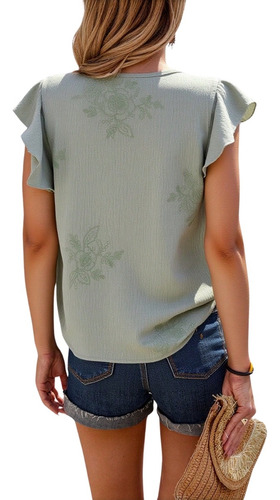 Blusa Manga Tulipan Con Cinta En Frente De Mujer