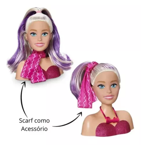 Boneca Barbie Busto Styling Head Faces com 24 Acessórios para