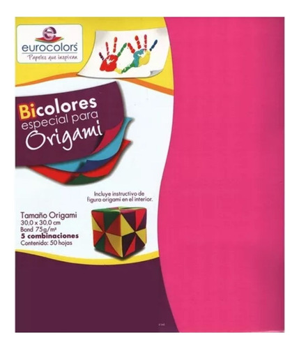 50 Hojas Bicolor Origami Arcoiris Eurocolors Tamaño Carta