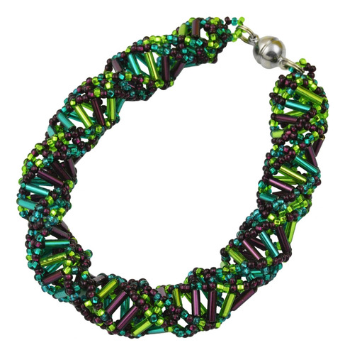 Evolvefish Dna Pulsera Con Cuentas Moradas, Esmeraldas Y Lim