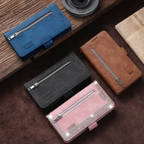 Funda De Teléfono De Piel Multifunción Con Cierre De Tarjetas Para Samsung Galaxy S24 23 S22 S21 Ultra Plus A14 Funda Nine Card S23ult