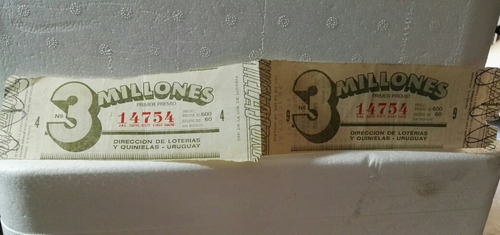 Antiguo Billete De Loteria Uruguaya,sus Cifras Suman 21