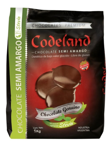 Imagen 1 de 3 de Chocolate Sin Azúcar Semi Amargo Codeland X 1 Kg