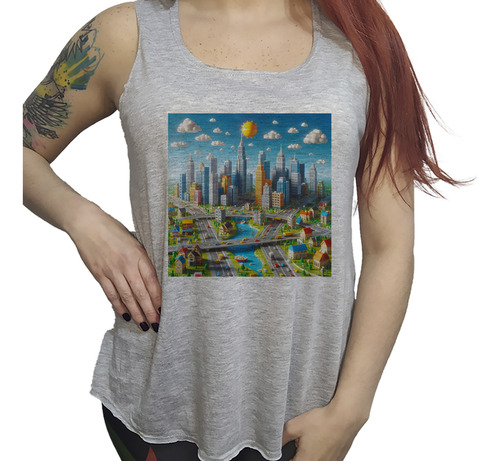 Musculosa Dama Ciudades Ladrillos Jueguete Fantasía