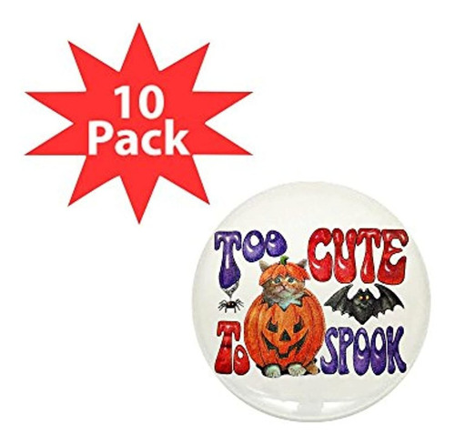 Mini Button (10 Pack) Halloween Pumpkin Kitten Spider