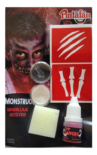 Kit Maquillaje Artistico Infantil Stencil Sangre Halloween 