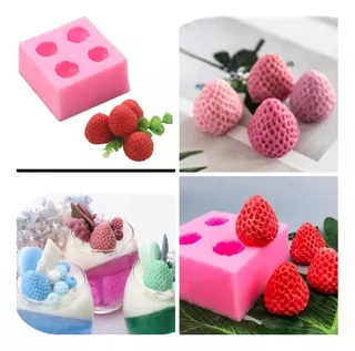 Molde Silicona Frutillas 3d Velas Fondant Porcelana Resina