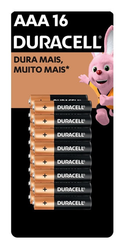 Pilha Alcalina Aaa Palito Duracell Com 16 Unidades