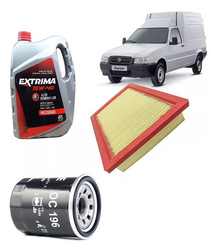 Kit 2 Filtros P/ Fiat Fiorino Fire 1.3 Aceite 15w40 4lt