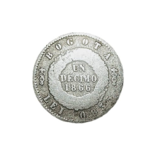 Moneda Un Décimo 1866 Bogotá Ley 0,835 Plata