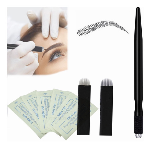  50pz Agujas Para Microblading+lápices Para Tatuaje De Cejas