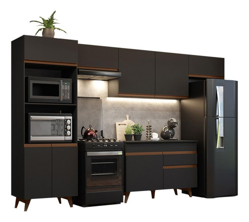 Madesa Gabinete Cocina Integral 330cm Reims Negro 01