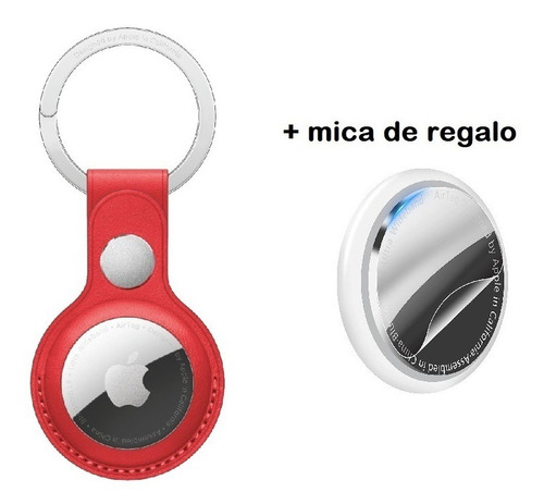 Funda Case Protector Llavero Cuero Para Apple Airtag + Micas