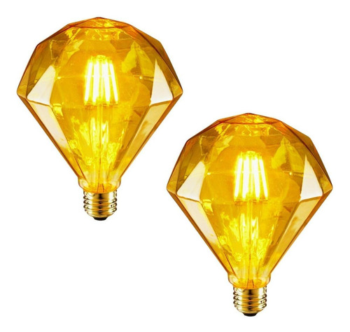 2 Lâmpadas Filamento Led Diamante Retrô 6w Vintage Bq 2300k