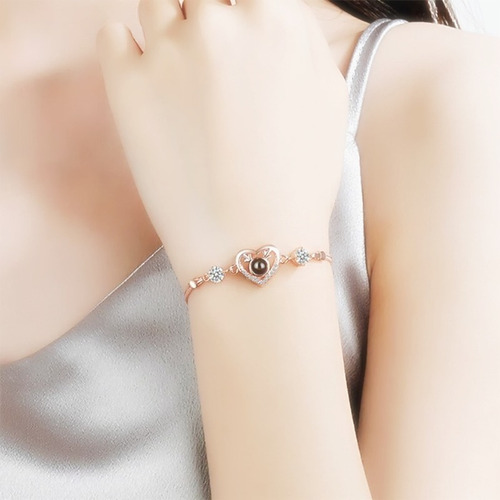 Imagen 6 de 7 de Collar Más Pulsera Dorada Te Amo En 100 Idiomas