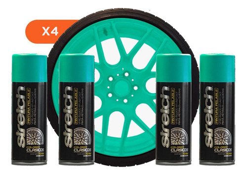 Kit Stretch X4 Pintura Moto Chica Turquesa Removible Spray