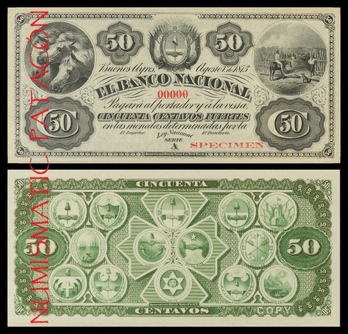 Billete 50 Centavos Fuertes Banco Nacional 1873 - Copia 647s