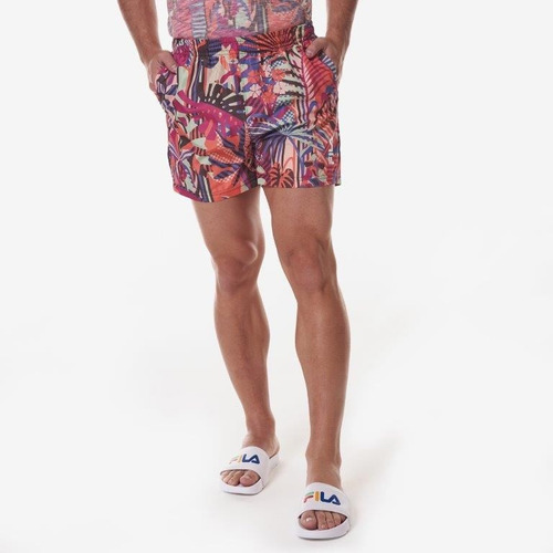 Short De Hombre Fila Swim Summer - Naranja/purpura 